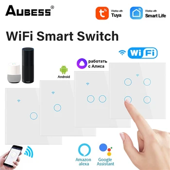 Lámpa Fali Kapcsoló Vezeték nélküli Távirányító Smart Touch Kapcsoló 1/2/3/4gang Az Alexa Pedig Otthon Intelligens Élet App Wifi Tuya