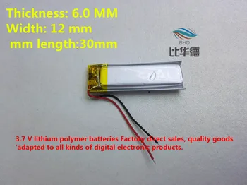 (10pieces/lot)Polimer lítium-ion 3,7 V, 601230 061230 CE, FCC, ROHS SDS minőség tanúsítási