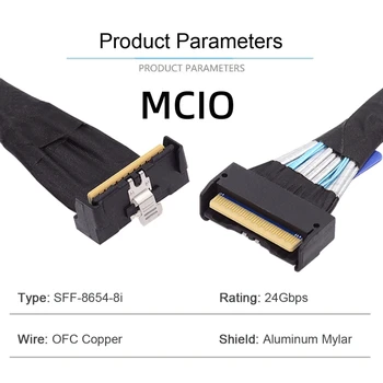 Zihan PCI-E 5.0 Mini Menő Szélén IO MCIO Ferde PCI-E Vékony SAS 8i 74Pin Férfi MCIO 74Pin Férfi Hosszabbító Kábel 35cm