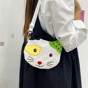 Aranyos Vászon Messenger Anime Plüss Macska Kors Táska Aranyos Kis Nők, Lányok Váll Táska Pénztárca Rúzs Tok Divat