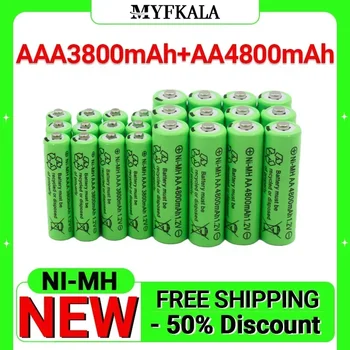 1.2 V AA 4800mAh NI-MH Újratölthető Akkumulátorok+1.2 V AAA 3800 MAh Rechageable Akkumulátor NI-MH Akkumulátor + Ingyenes Szállítás
