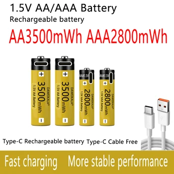 AA AAA Elem 1,5 V AAA AA Újratölthető akkumulátor NiZn Akkumulátor Stabil teljesítményt kamera játékok fény akkumulátorok C-Típusú gyors töltés