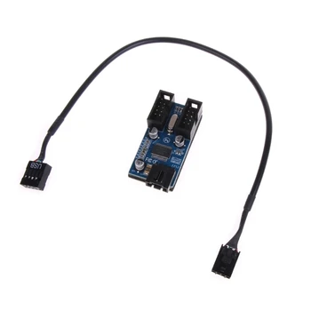 9pin USB Fejléc 1. Férfi 2-Nő Kiterjesztése Kártya USB 2-Elosztó Kábel Adapter
