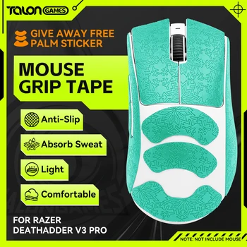TALONGAMES Egér Grip Tape Hó Minta Razer DeathAdder V3 Pro,Tenyér Izzad Felszívódását, All Inclusive csúszásgátló Szalag(Zöld)