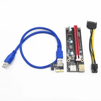 PCI-Express 1X 16X VER006C Kelő Videó Kártya Bővítő USB 3.0 6Ping PCIE, hogy Sata tápkábel