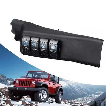 Kék oszlop Kapcsoló Panel Készlet 4 LED-Pod Bal Kezét a Jeep Wrangler 11-18 JK