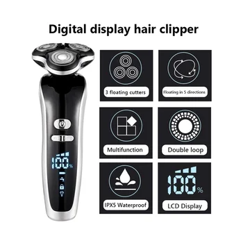 A férfiak Elektromos Borotva 4D Elektromos Szakáll Trimmer USB Újratölthető Szakmai Haj Clipper Haj Clipper Felnőtt Férfiak Borotválkozás
