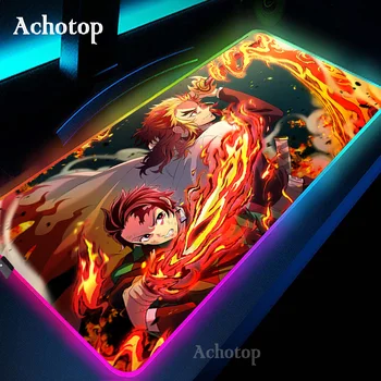 Démon Vadász Kimetsu nem Yaiba Nagy Egér Pad RGB XXL Számítógép LED Mousepad Tapis De szolgáltatásokra való alkalmazását illeti Anime PC Gamer Asztal Mat Pad Szőnyeg