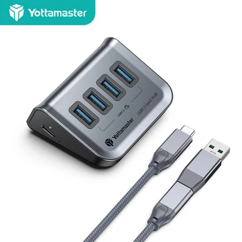 Yottamaster C Típusú USB 3.2 3.0 USB HUB 4 Port Dokkoló Állomás Adapter SD/TF Kártya Olvasó USB OTG Funkció Splitter PC