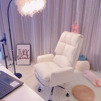 Új fehér szerencsejáték szék Kényelmes, Puha Kanapé, Hálószoba, Szék Számítógép Szék lányok live gamer szék bőr szék bútor