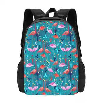 Szép Mintát Szerelmeseinek Flamingo Nagy Kapacitású Iskolai Hátizsák Laptop Táskák Flamingo Fák Díszek Szív Szeretet Minta