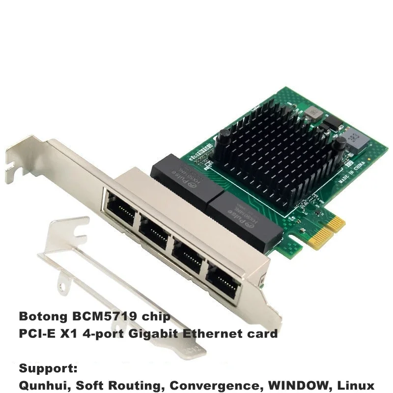 4-Server Port PCI-E Gigabit Ethernet kártya Asztali Számítógép BCM5719 puha útvonal csoport Összesítés . ' - ' . 0