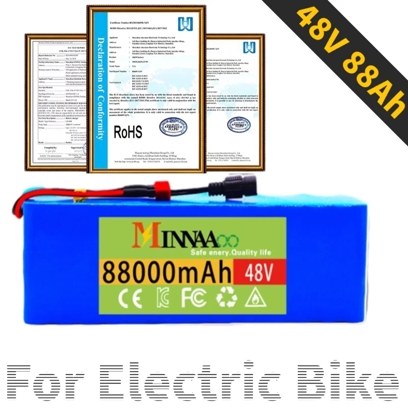 48V 99999mAh 1000w 13S3P XT60 101Ah Li-ion Akkumulátor 54.6 V Robogó Elektromos Kerékpár BMS Töltő . ' - ' . 1