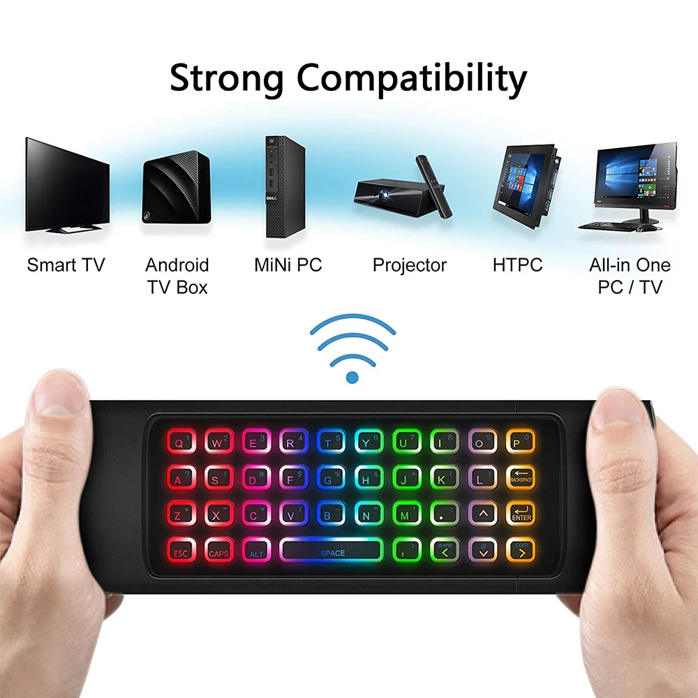 Air Mouse for Android Tv Box, Mini Vezeték nélküli Billentyűzet Levegő Távoli Egér Vezérlés RGB Háttérvilágítású MX3 Pro IR Tanulás . ' - ' . 1