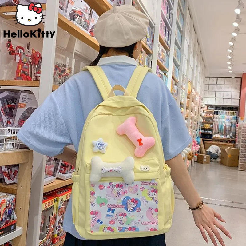 Sanrio Hello Kitty Rajzfilm Nyomtatott Nők Hátizsák Y2k Preppy Stílus Fűszeres Lányok Válltáska Új Koreai Divat Diák Iskolatáska . ' - ' . 0